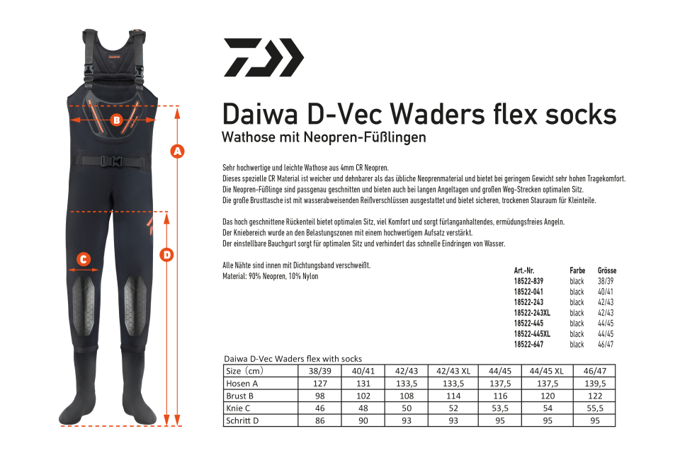 Daiwa D-Vec Waders flex with socks <span>| Wodery | black</span>